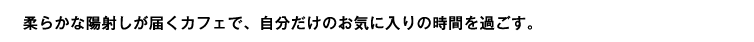 柔らかな陽射しが届くカフェで、自分だけのお気に入りの時間を過ごす